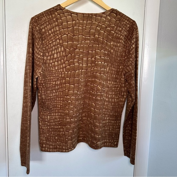 Talbots Cashmere Blend Sweater. Brown Animal Print. Large. - Picture 6 of 6